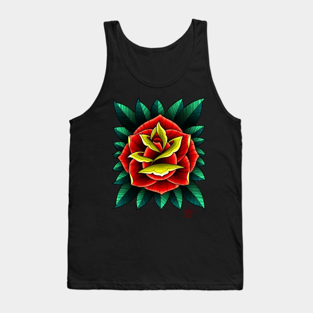 Traditional Tattoo Rose Tank Top by jobyc